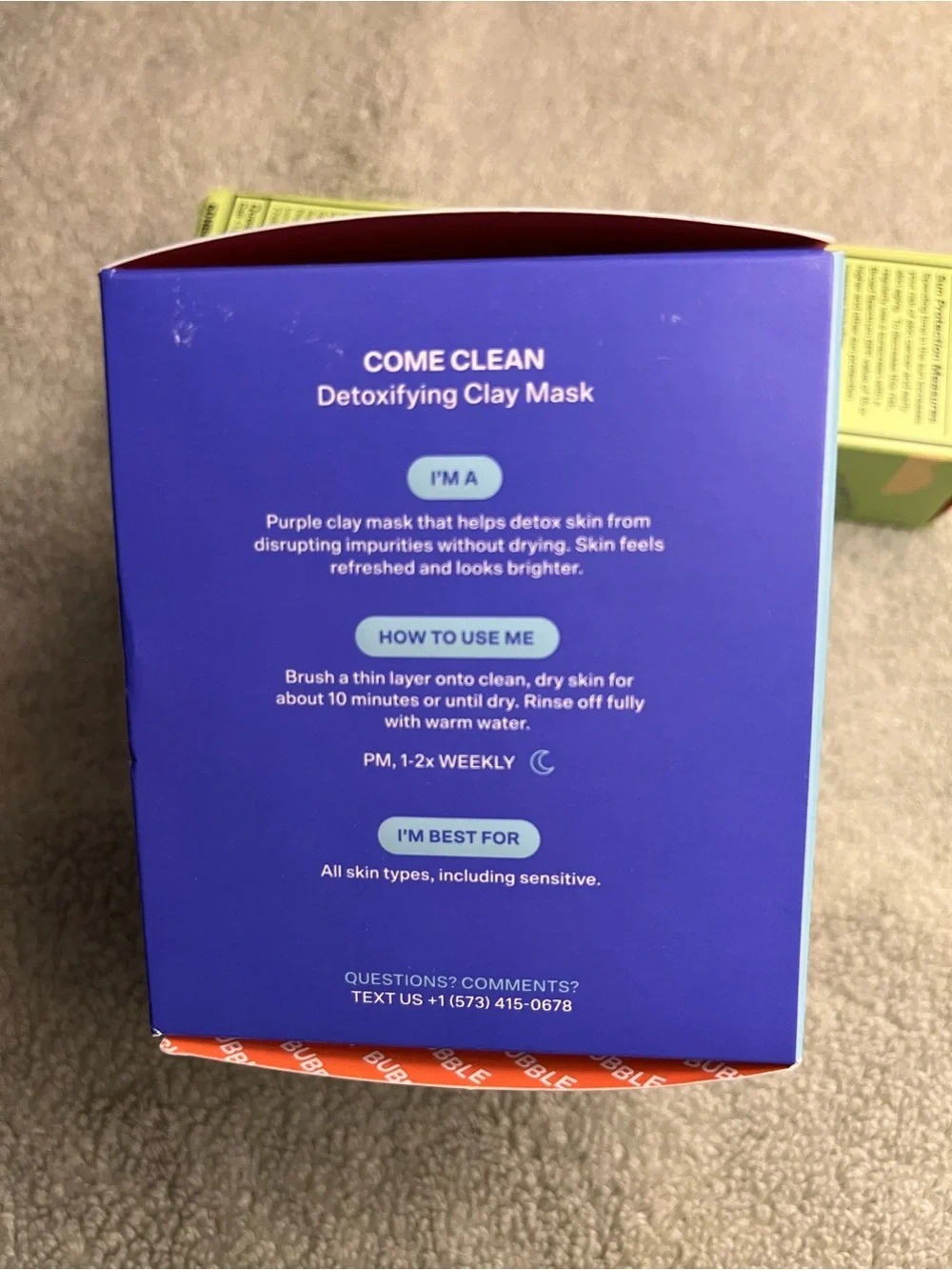 Bubble Skincare Come Clean Detoxifying Clay Mask (1.52oz-45 ml) NEW